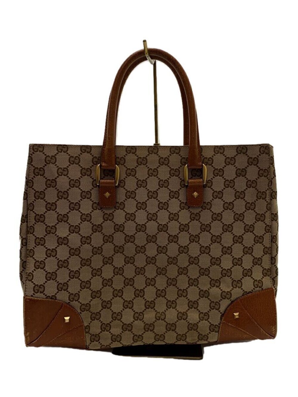 Gucci GG Canvas Nailhead Tote Bag brown GG